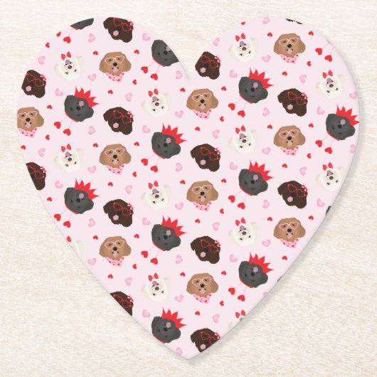 Happy Valentines Day Maltipoo Hunde Untersetzer (Vorderseite)