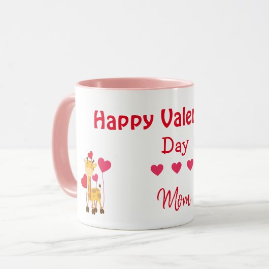 Happy Valentine's Day Mama Safari Thema Tasse (Vorderseite Links)
