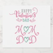 Happy Valentines Day Mama & Vater Schaumweinetikett (Einzelnes Label)
