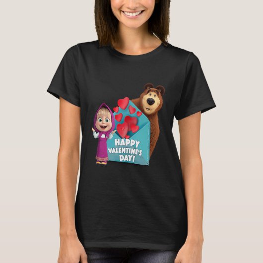 Happy Valentine's Day Masha and the Bear T-Shirt (Vorderseite)