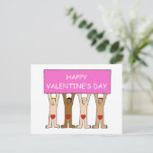 Happy Valentine's Day Men Wearing Hearts Postkarte (Stehend Vorderseite)