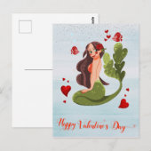 Happy Valentine's Day Mermaid Liebe Postkarte (Vorne/Hinten)