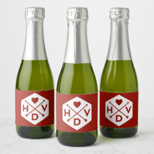 Happy Valentine's Day Mini Champagne Label Set Schaumweinetikett