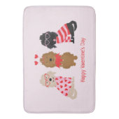 Happy Valentines Day Mini Goldendoodle Hunde Badematte (Vorderseite Vertikal)