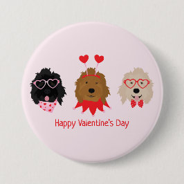 Happy Valentines Day Mini Goldendoodle Hunde Button