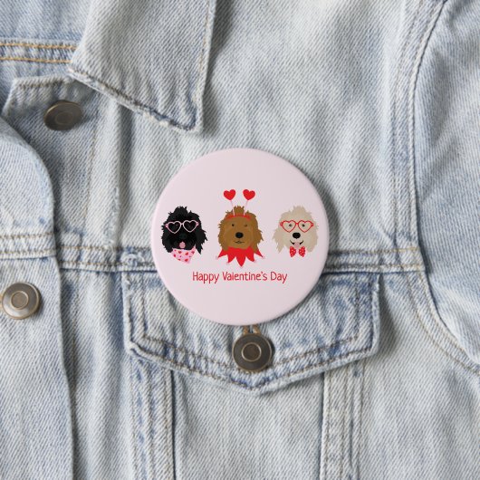 Happy Valentines Day Mini Goldendoodle Hunde Button (Beispiel)