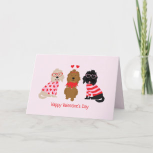 Happy Valentines Day Mini Goldendoodle Hunde Feiertagskarte