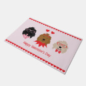 Happy Valentines Day Mini Goldendoodle Hunde Fußmatte (Schrägansicht)