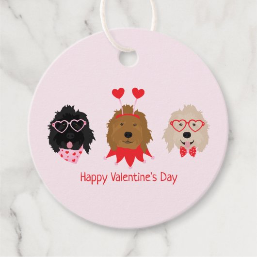Happy Valentines Day Mini Goldendoodle Hunde Geschenkanhänger (Vorderseite)