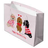 Happy Valentines Day Mini Goldendoodle Hunde Große Geschenktüte (Rückseite Schrägansicht)