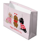 Happy Valentines Day Mini Goldendoodle Hunde Große Geschenktüte (Vorderseite Schrägansicht)