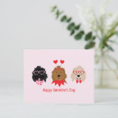 Happy Valentines Day Mini Goldendoodle Hunde Postkarte (Stehend Vorderseite)