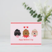 Happy Valentines Day Mini Goldendoodle Hunde Postkarte (Stehend Vorderseite)