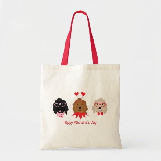 Happy Valentines Day Mini Goldendoodle Hunde Tragetasche (Vorne)