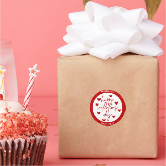 Happy Valentine's Day mit den roten Herzen Runder Aufkleber