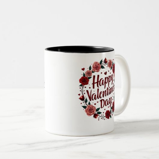 Happy Valentine's Day mit einem schönen und hellen Zweifarbige Tasse (VorderseiteRechts)