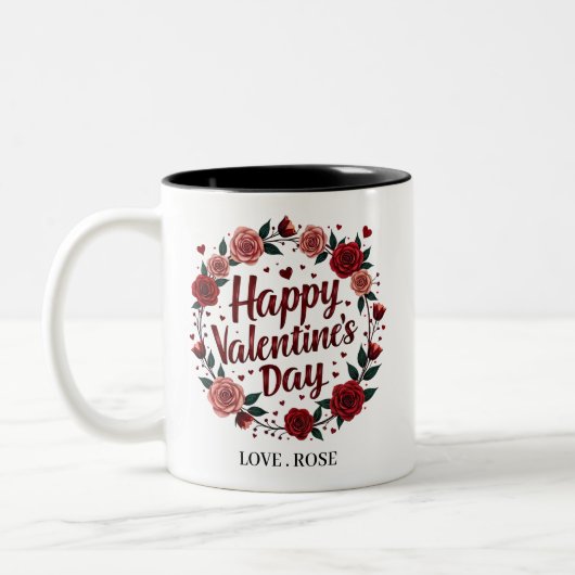 Happy Valentine's Day mit einem schönen und hellen Zweifarbige Tasse (Links)