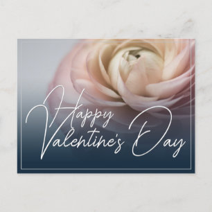 Happy Valentine's Day mit großer rosa Rose Feiertagspostkarte