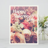 Happy Valentine's Day mit Vintager Blume Bouquet (Stehend Vorderseite)