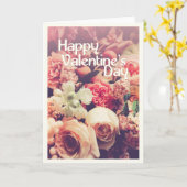 Happy Valentine's Day mit Vintager Blume Bouquet Karte (Gelbe Blume)