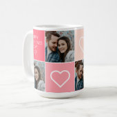 Happy Valentines Day Modern Four Foto Collage Sce Kaffeetasse (Vorderseite Links)