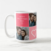 Happy Valentines Day Modern Four Foto Collage Sce Kaffeetasse (Links)
