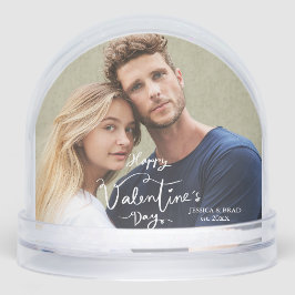 Happy Valentines Day Modern Personalized Photo Schneekugeln