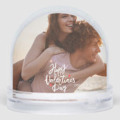 Happy Valentines Day Modern Personalized Photo Schneekugeln (Rückseite)