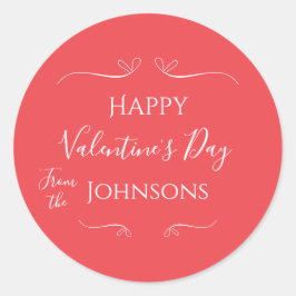 Happy Valentines Day Modern Pink Red Runder Aufkleber