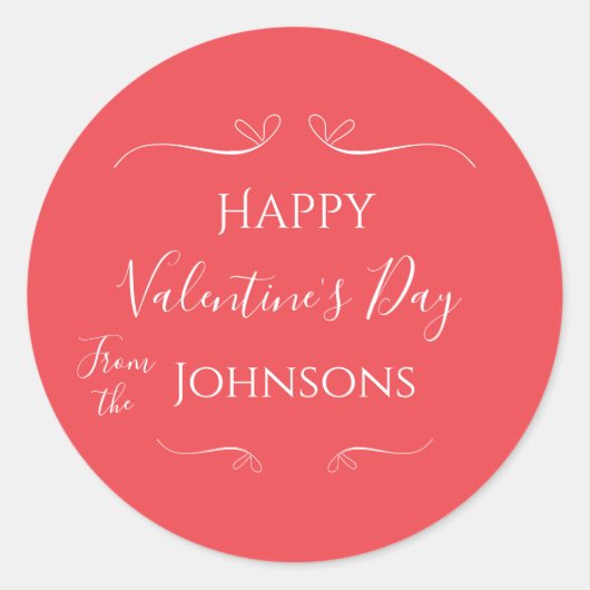 Happy Valentines Day Modern Pink Red Runder Aufkleber (Vorderseite)