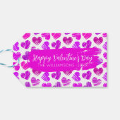 Happy Valentines Day Modern Red Pink Herbst Name Geschenkanhänger (Rückseite Horizontal)