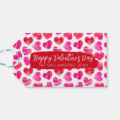 Happy Valentines Day Modern Red Pink Herbst Name Geschenkanhänger (Rückseite Horizontal)