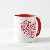 Happy Valentine's Day Modern Red Tasse (VorderseiteRechts)