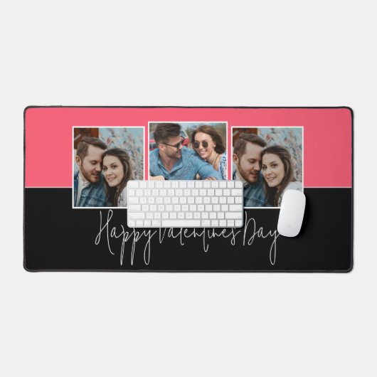 Happy Valentines Day Modern Script 3 Foto Schreibtischunterlage (Tastatur & Maus)