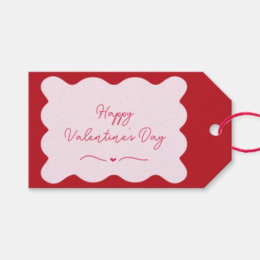 Happy Valentine's Day Modern Trendy Pink & Red Geschenkanhänger (Vorderseite (Horizontal))