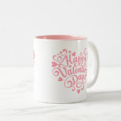 Happy Valentine's Day Modern Zweifarbige Tasse (VorderseiteRechts)