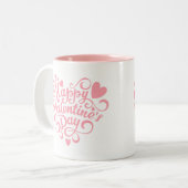 Happy Valentine's Day Modern Zweifarbige Tasse (Vorderseite Links)