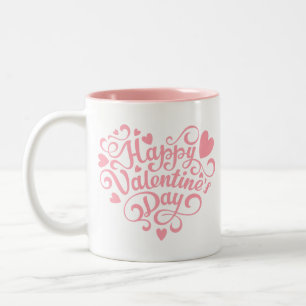 Happy Valentine's Day Modern Zweifarbige Tasse