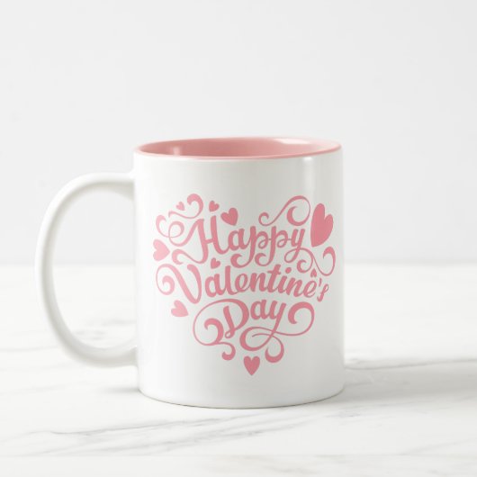 Happy Valentine's Day Modern Zweifarbige Tasse (Links)