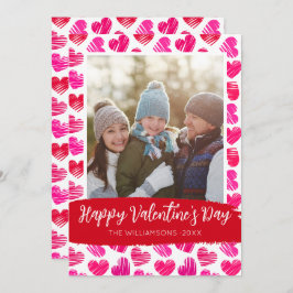 Happy Valentines Day Modernes Rosa Herz Foto Feiertagskarte