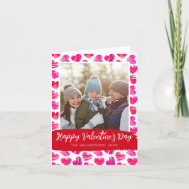 Happy Valentines Day Modernes Rosa Herz Foto Feiertagskarte