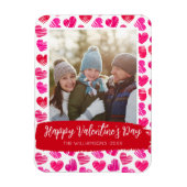 Happy Valentines Day Modernes Rosa Herz Foto Magnet (Vertikal)