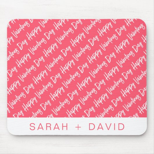 Happy Valentines Day Modernes Skriptmuster Mousepad (Vorne)