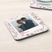 Happy Valentines Day Modernes, stilvolles Romantis Getränkeuntersetzer (Linke Seite)