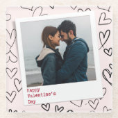 Happy Valentines Day Modernes, stilvolles Romantis Glasuntersetzer (Vorderseite)