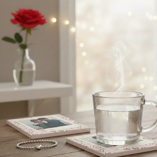 Happy Valentines Day Modernes, stilvolles Romantis Steinuntersetzer