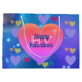 Happy Valentines Day Monogram mit Hübschen Herzen Große Geschenktüte (Rückseite)