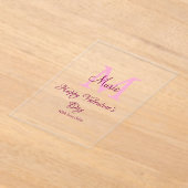 Happy valentine's day monogram pink name love girl acryleinladungen (Ablage )