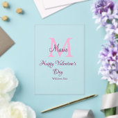 Happy valentine's day monogram pink name love girl acryleinladungen (In Situ (Hochzeit))