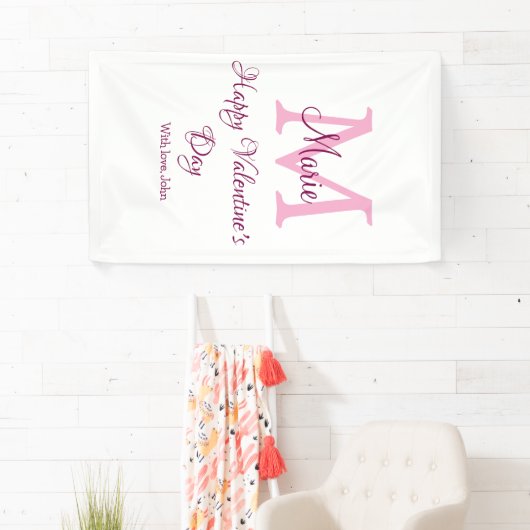 Happy valentine's day monogram pink name love girl banner (Insitu)